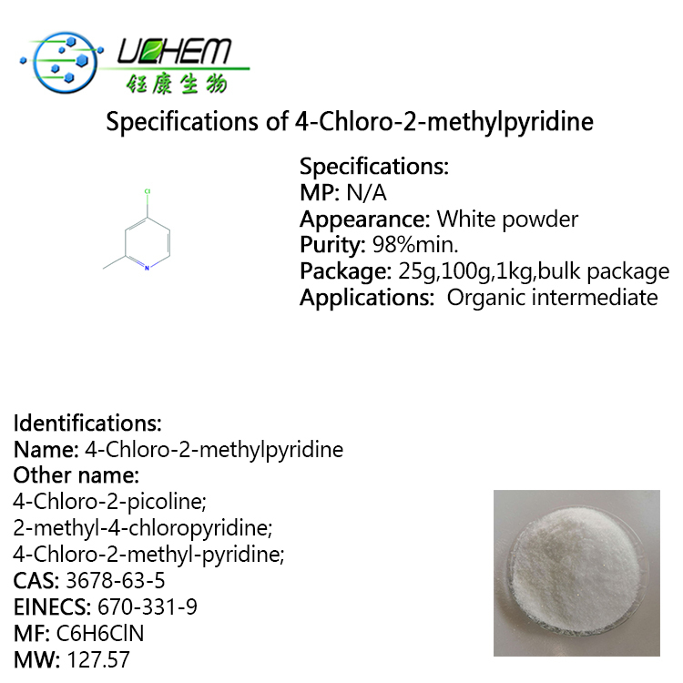 High quality 98% 4-Chloro-2-picoline CAS 3678-63-5 with low price