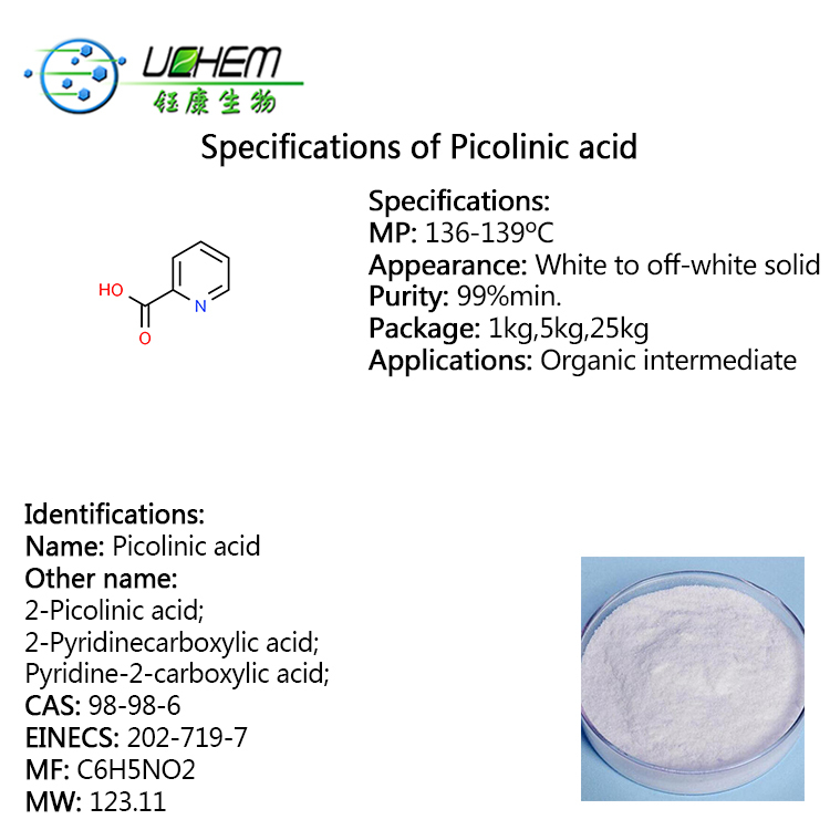 High quality 99% Picolinic acid cas 98-98-6 with best price