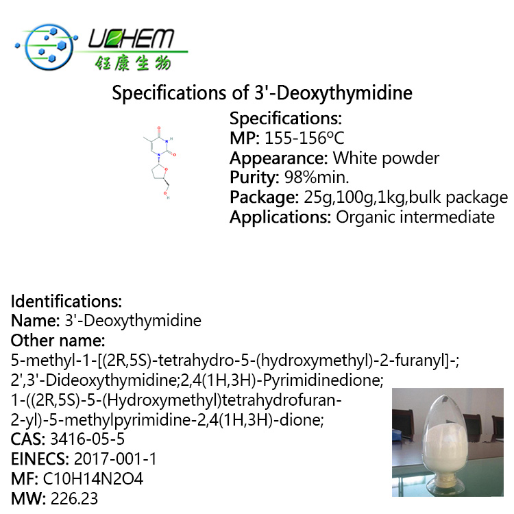 Factory Price 2,3-Dideoxythymidine(ddT) Powder with cas 3416-05-5 in stock