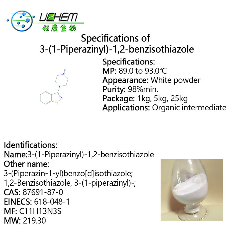 Factory supply high quality 3-(1-Piperazinyl)-1.2-benzisothiazole CAS 87691-87-0 with best price