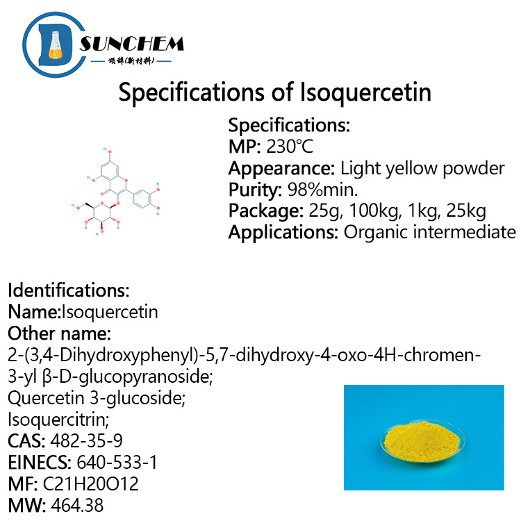 Supply High Quality Isoquercetin cas 482-35-9 with good price