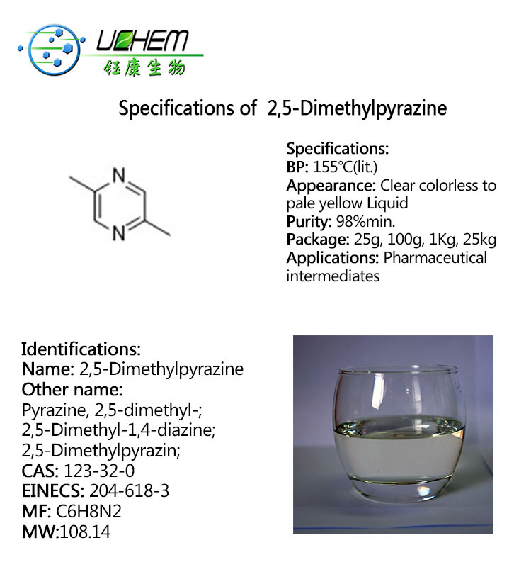 High Quality 99% purity 2,5-Dimethylpyrazine food additive for fragrance CAS 123-32-0