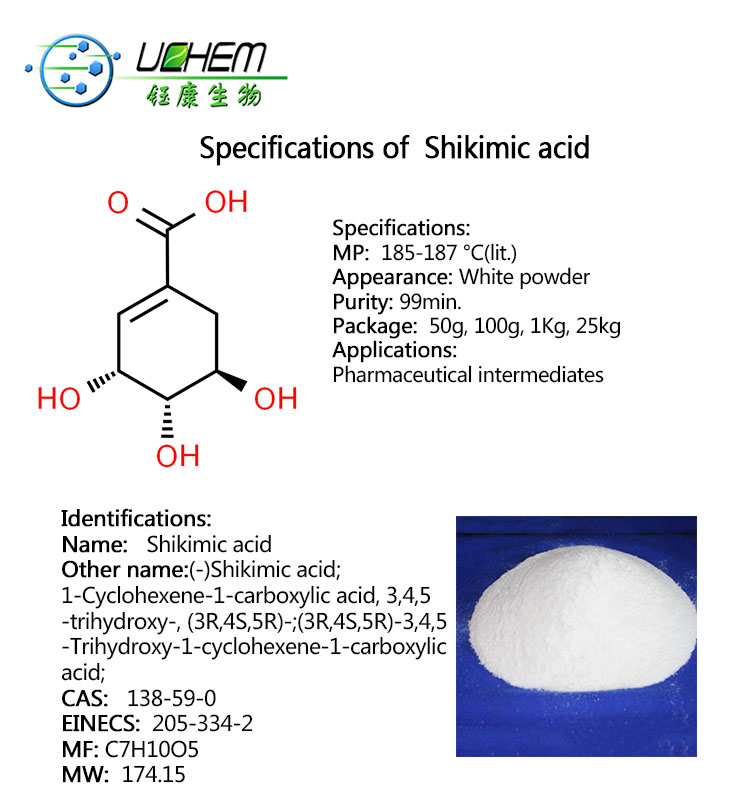 High quality Shikimic acid CAS: 138-59-0