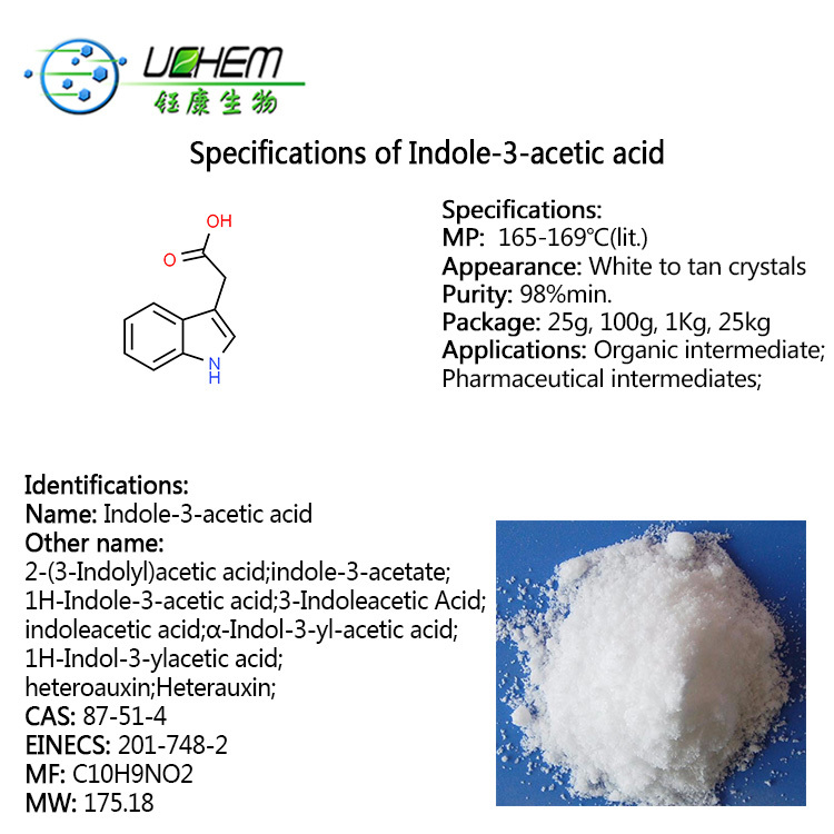 High quality Indole-3-acetic acid CAS NO 87-51-4 in stock