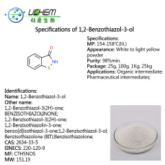 Factory supply 98% 1,2-benzisothiazoline-3-one cas 2634-33-5 Benzisothiazolinone
