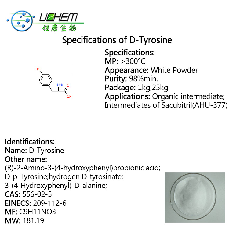 Factory supply high quality D-Tyrosine cas 556-02-5 with reasonable price