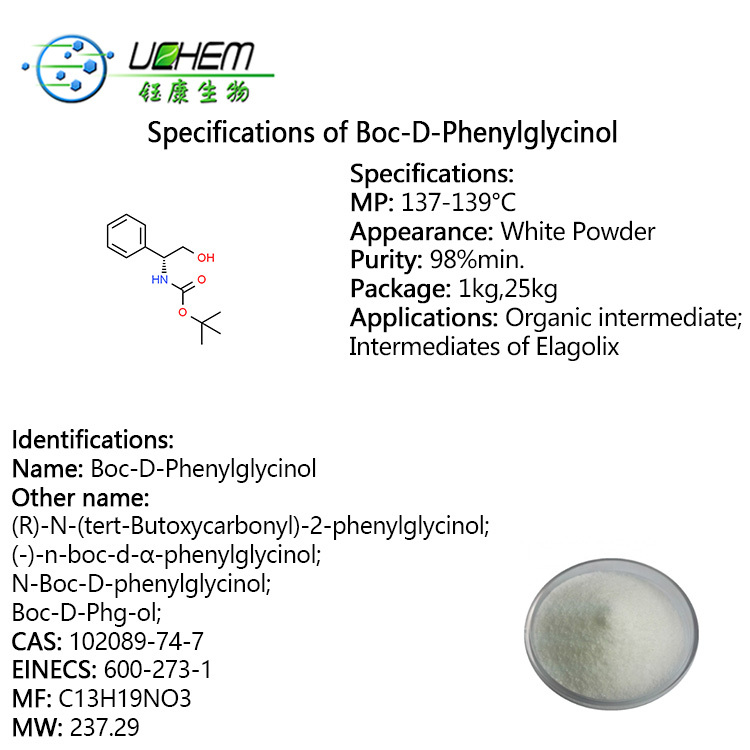 Big discount 99% (R)-N-(tert-Butoxycarbonyl)-2-phenylglycinol cas 102089-74-7 with best quality