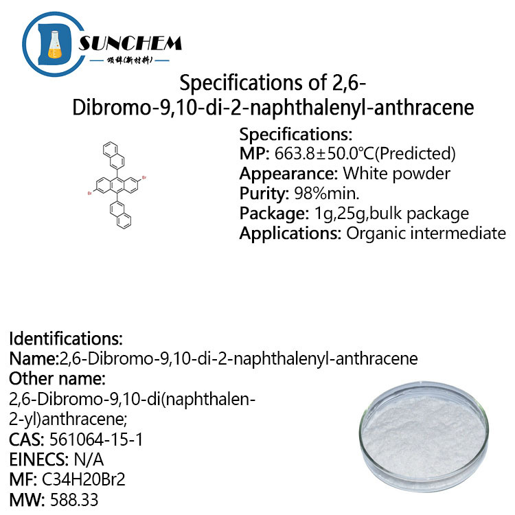 Factory supply 2,6-Dibromo-9,10-di-2-naphthalenyl-anthracene CAS 561064-15-1