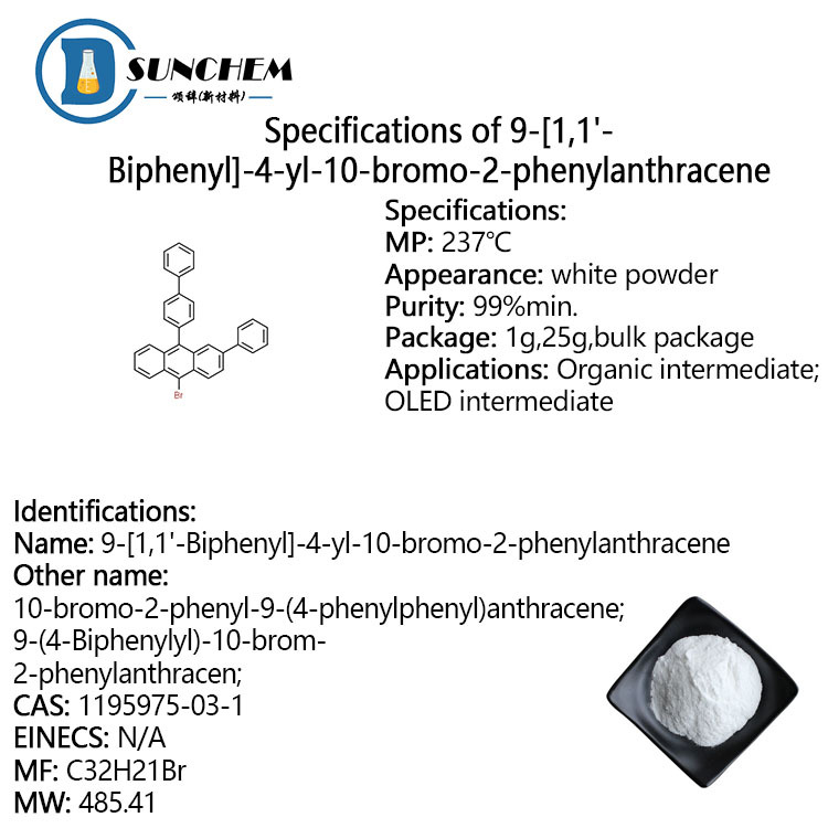 Manufacturer supply 9-[1,1'-Biphenyl]-4-yl-10-bromo-2-phenylanthracene CAS no.1195975-03-1
