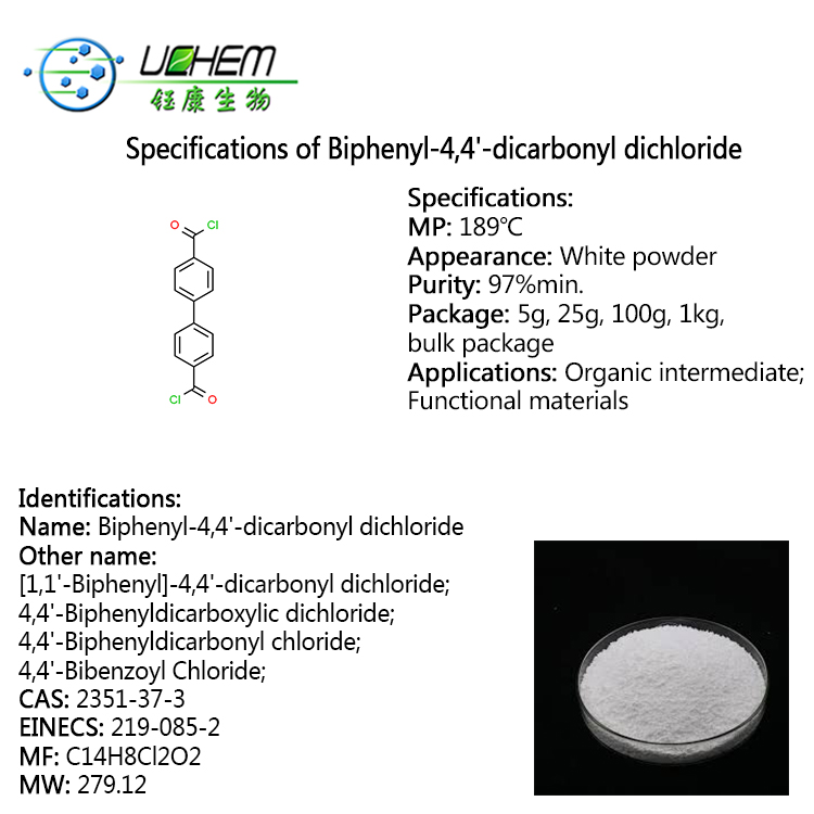 High quality Functional materials Biphenyl-4,4'-dicarbonyl dichloride CAS 2351-37-3