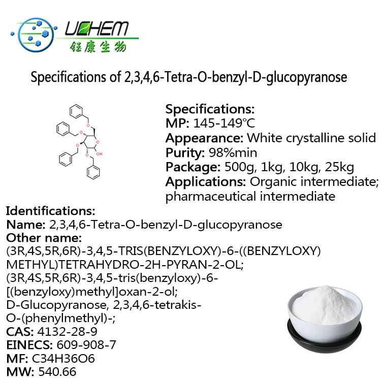 Factory price 2,3,4,6-Tetra-O-Benzyl-D-Glucopyranose CAS:4132-28-9 in China