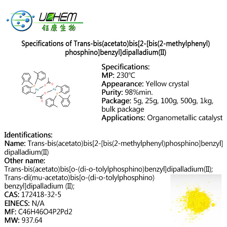 Trans-bis(acetato)bis[2-[bis(2-methylphenyl)phosphino]benzyl]dipalladium(II) CAS 172418-32-5 in stock