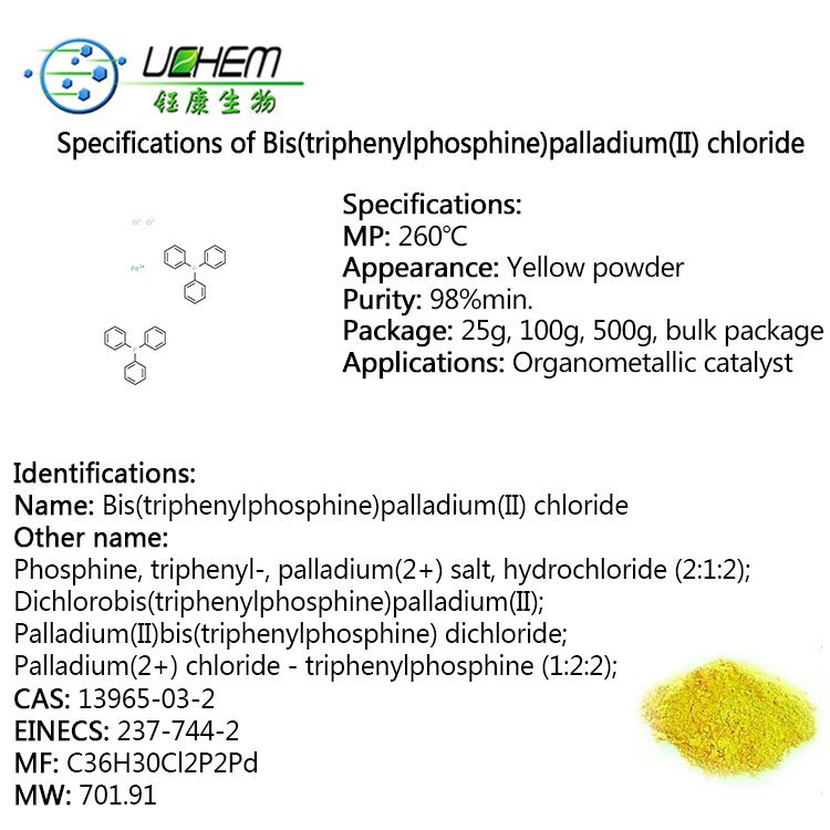 High quality Bis(triphenylphosphine)palladium(II) chloride CAS 13965-03-2 in stock