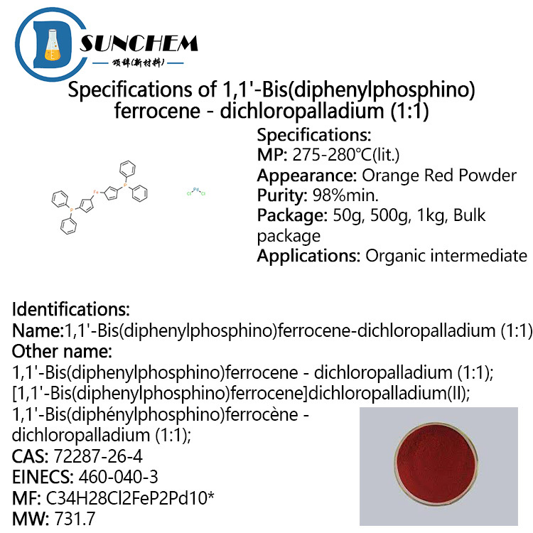 High quality [1,1'-Bis(diphenylphosphino)ferrocene]dichloropalladium(II) cas 72287-26-4