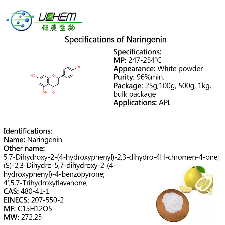 High Quality Pomelo Peel Extract Naringenin 98% Naringenin Powder Cas 480-41-1