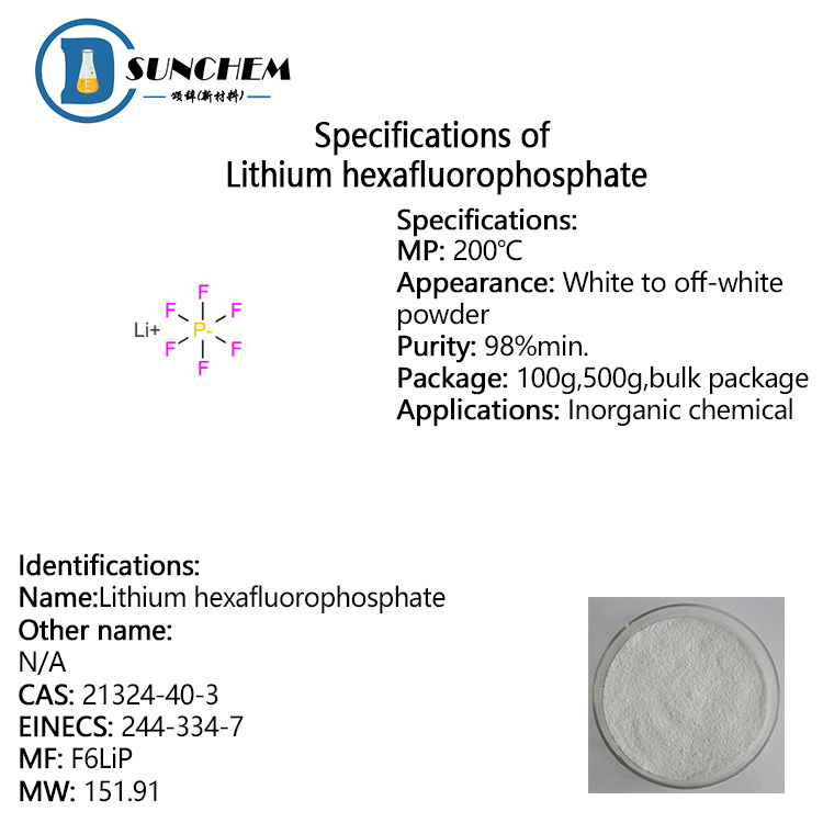 High purity Lithium Hexafluorophosphate CAS 21324-40-3