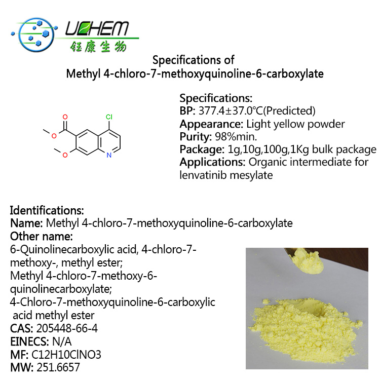 High quality Methyl 4-chloro-7-methoxyquinoline-6-carboxylate CAS NO 205448-66-4 in stock