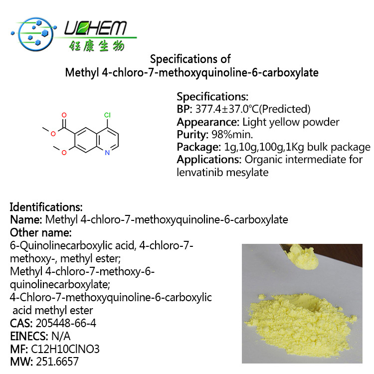 High quality Methyl 4-chloro-7-methoxyquinoline-6-carboxylate CAS NO 205448-66-4 in stock