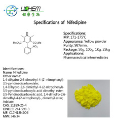 Professional manufacturer supply Nifedipine CAS NO 21829-25-4