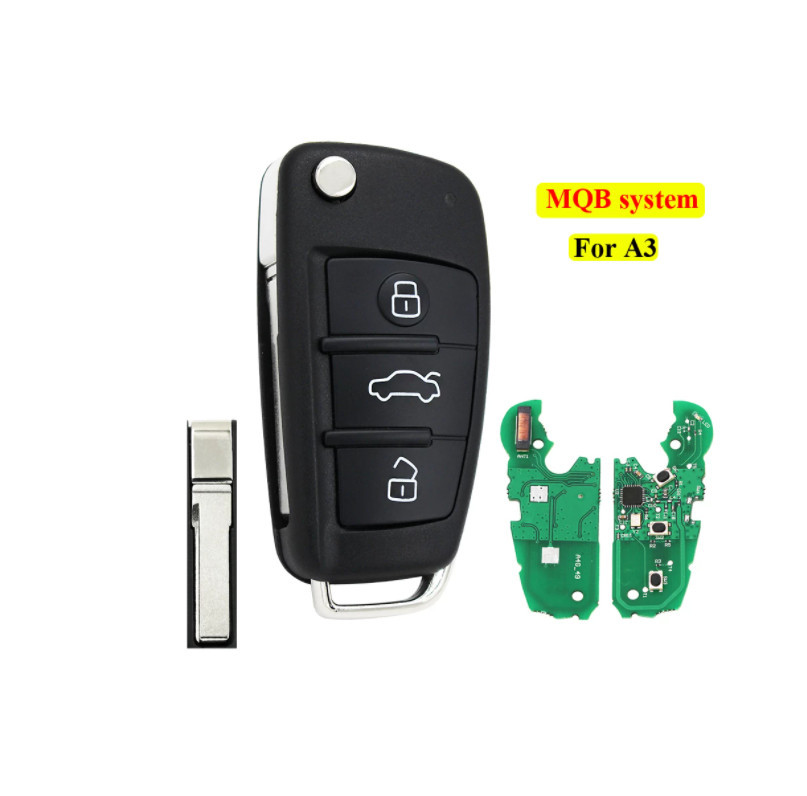 For Audi A3 S3 433MHz 8V0837220D 3 button MQB system KEYLESS GO filp key with MQB48 chip
