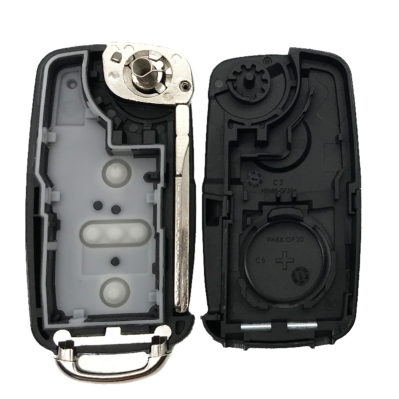 For VW NEW 2 Button Flip Remote Key shell HU66 blade with Pin hole