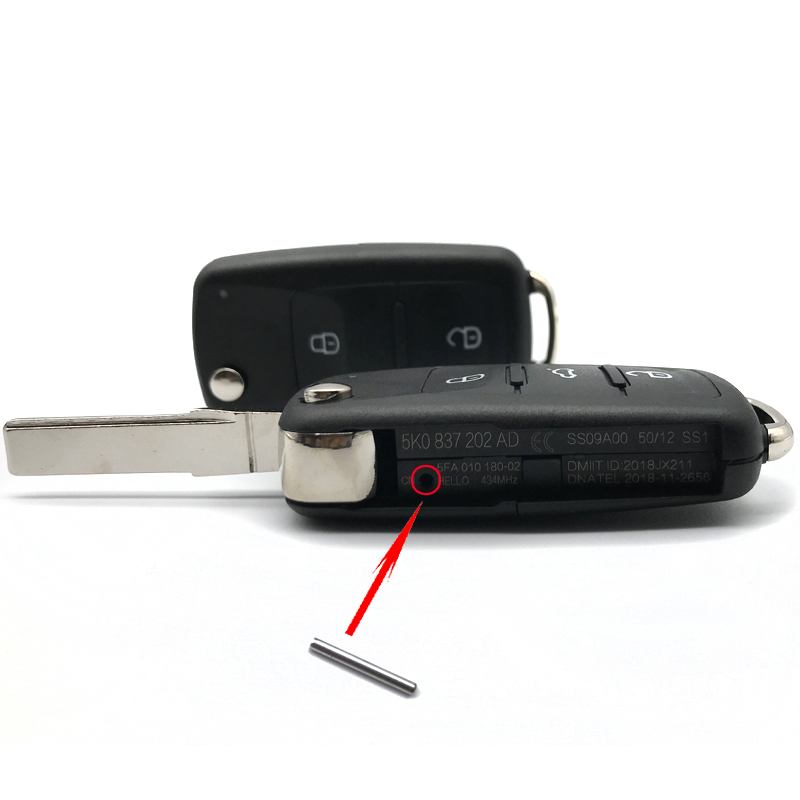 For VW NEW 2 Button Flip Remote Key shell HU66 blade with Pin hole