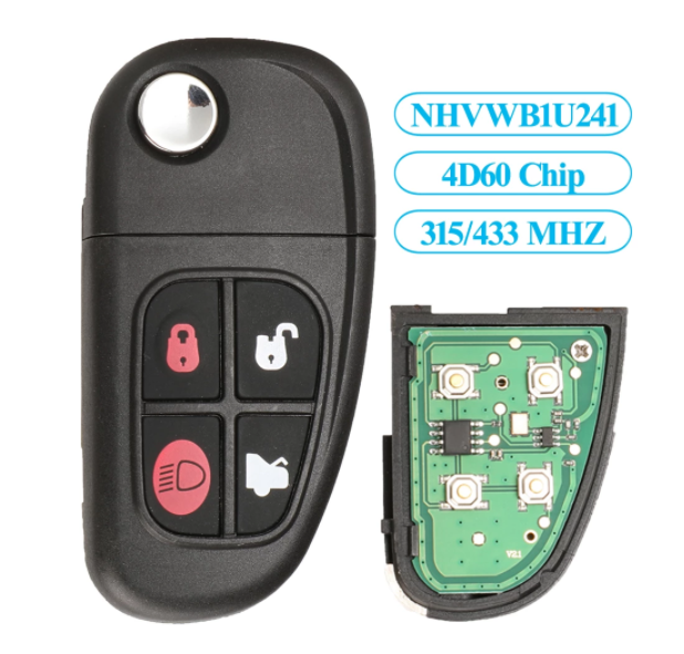 For Ford Jaguar Remote Control Flip Car Key 315/433MHZ 4D60 Chip FCCID: NHVWB1U241
