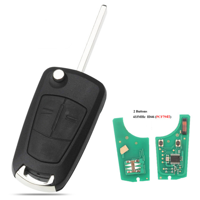 For Opel flip 2 Buttons Remote Key Fob 433Mhz with PCF7941 Chip for Vauxhall Opel Astra H before 2006
