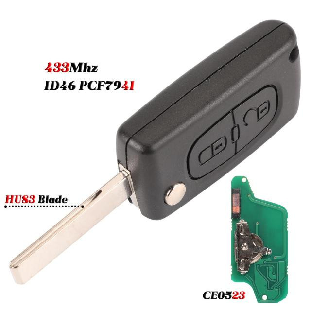 For Citroen/Peugeot 2 button ASK FSK 433Mhz For Peugeot 206 307 308 407 Partner for Citroen C4 C5 C3 Berlingo Xsara Remote Key