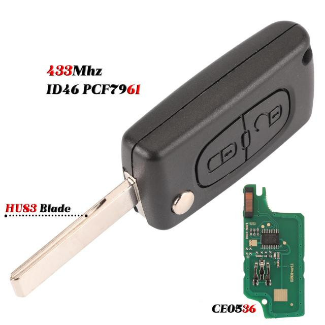 For Citroen/Peugeot 2 button ASK FSK 433Mhz For Peugeot 206 307 308 407 Partner for Citroen C4 C5 C3 Berlingo Xsara Remote Key
