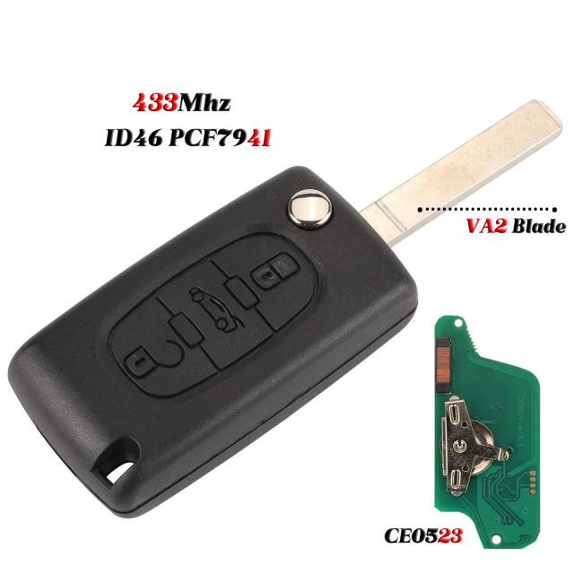 For Citroen/Peugeot 3 button with truck ASK FSK 433Mhz For Peugeot 206 307 308 407 Partner for Citroen C4 C5 C3 Berlingo Xsara Remote Key
