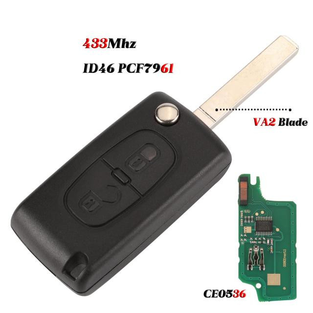 For Citroen/Peugeot 2 button ASK FSK 433Mhz For Peugeot 206 307 308 407 Partner for Citroen C4 C5 C3 Berlingo Xsara Remote Key