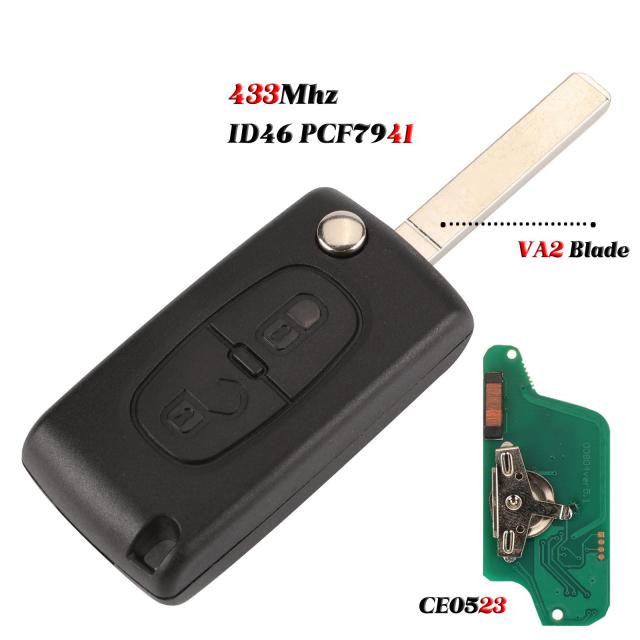 For Citroen/Peugeot 2 button ASK FSK 433Mhz For Peugeot 206 307 308 407 Partner for Citroen C4 C5 C3 Berlingo Xsara Remote Key