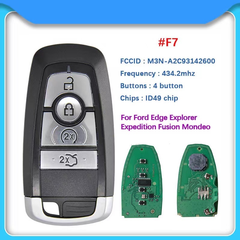 For Ford Mustang Edge Explorer 2018-2020 434Mhz 4 button remote key with ID49 Chip keyless remote key FCC ID:M3N-A2C93142600