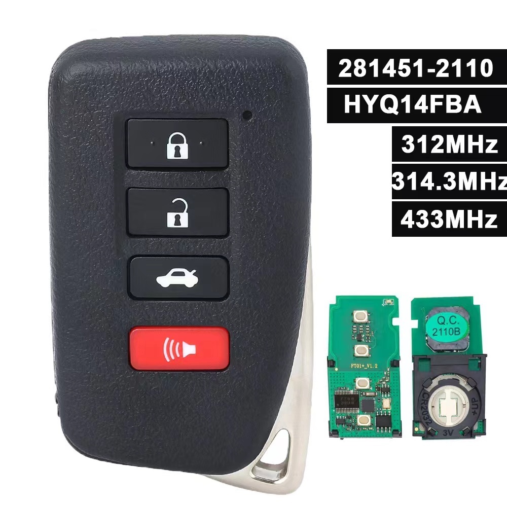 For Lexus /4 Button GS350 ES350 GS450H GS300H 2013-2016 314.3 MHz/433MHZ smart Remote Key Board 2110 / 8A CHIP / FCC ID: HYQ14FBA