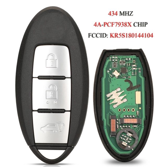 For Nissan X-trail Qashqai 2014-2017 2 3 button 433mhz remote keyless key with HITAG AES 4A chip