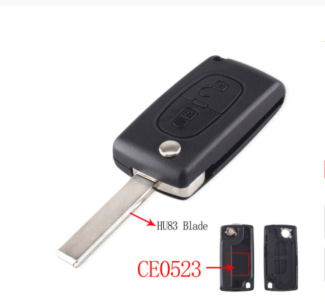 For Peugeot 2/3 buttons with HU83 blade flip remote key shell