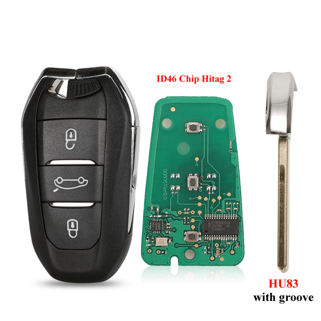 For Peugeot 301 308 508 3008 5008 keyless go Smart Remote key 434Mhz ID46 Hitag2 4A Hitag-AES VA2/HU83 Blade