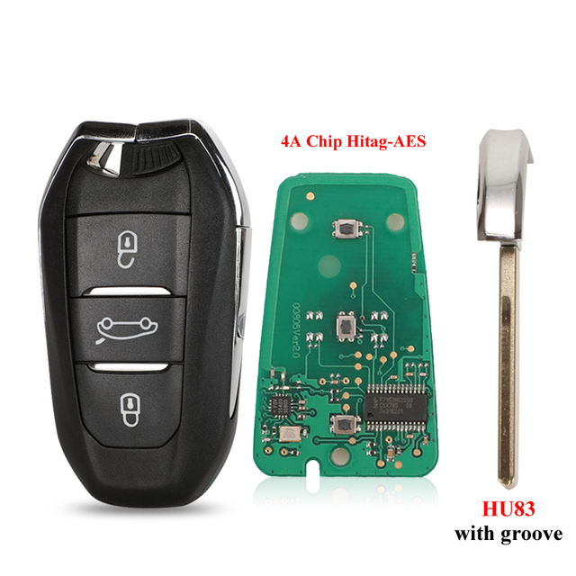 For Peugeot 301 308 508 3008 5008 keyless go Smart Remote key 434Mhz ID46 Hitag2 4A Hitag-AES VA2/HU83 Blade