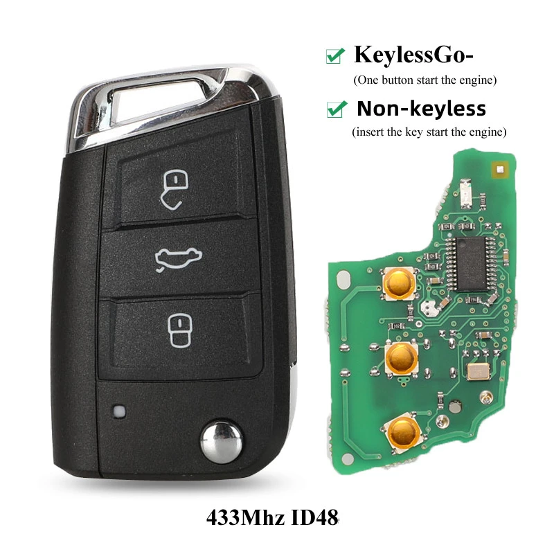 For VW Golf 7 MK7 Skoda Octavia  3 button remote key MQB ID48 433MHZ HU162T blade Non-Keyless Go / keyless go 5G0 959 753 BA BB