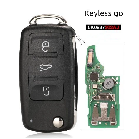 For VW Keyless go 3 button 433mhz remote key kydz board FCCID: 5K0837202AJ