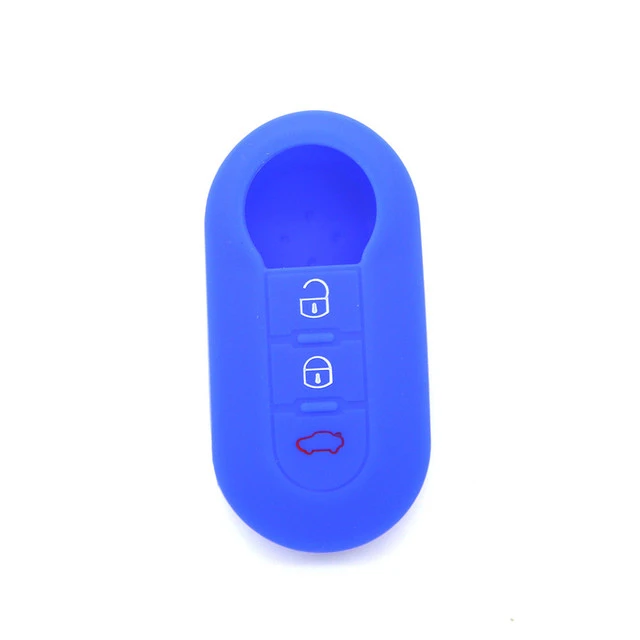 For Fiat 3 button key silicone case black blue red color