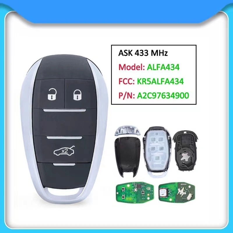 For Original / aftermarket Alfa Romeo Giulia 3 button Smart Key 434 MHz HITAG AES/ 4A chip FCCID:KR5ALFA434