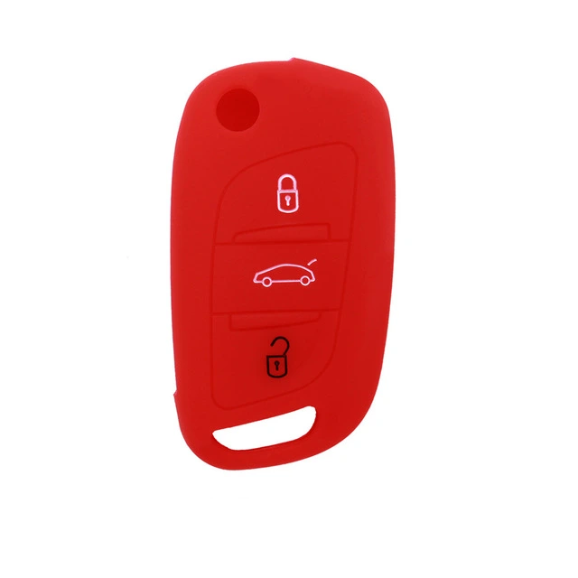 For Citroen C2 C3 Peugeot 307 308 3 button key silicone case black blue red color
