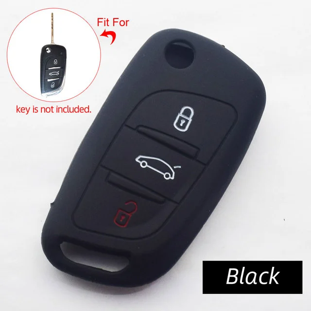 For Citroen C2 C3 Peugeot 307 308 3 button key silicone case black blue red color