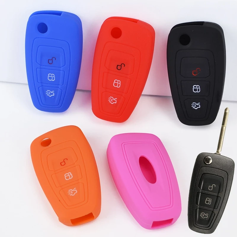 For Ford 3 button key silicone case black blue red color