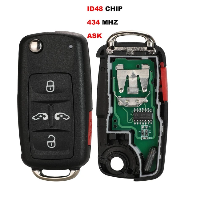 For VW 5 button remote key 434mhz ID48 FCCID: 7N0837202K