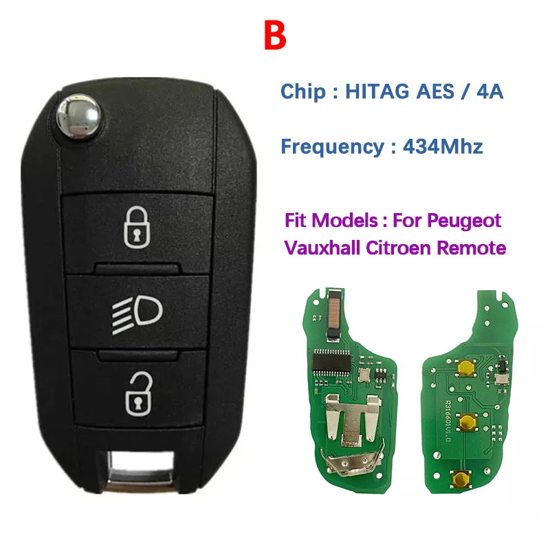 For Citroen C3 C4 2017-2022 434MHz 4A chip remote key