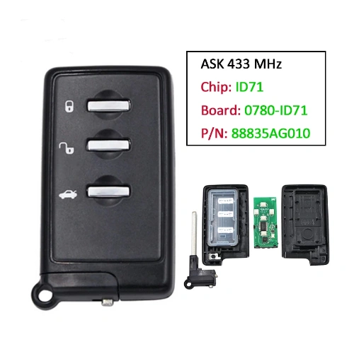 For Subaru Forester Impreza Legacy 2007-2014 3 button smart key 433mhz ID71 ASK Board ID: 271451-0780