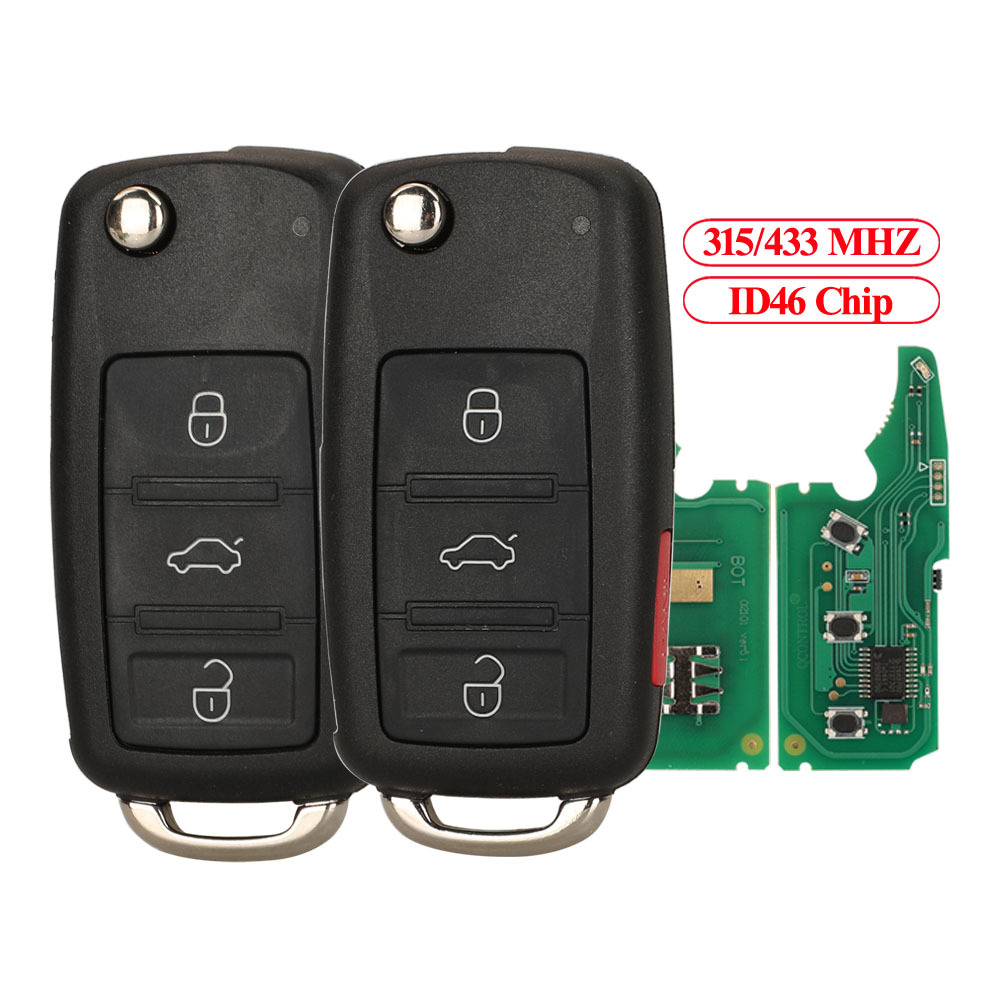 For VW Touareg 3 / 4 button 315/433MHZ remote key with ID46 PCF7946 Chip 1K0959753AA